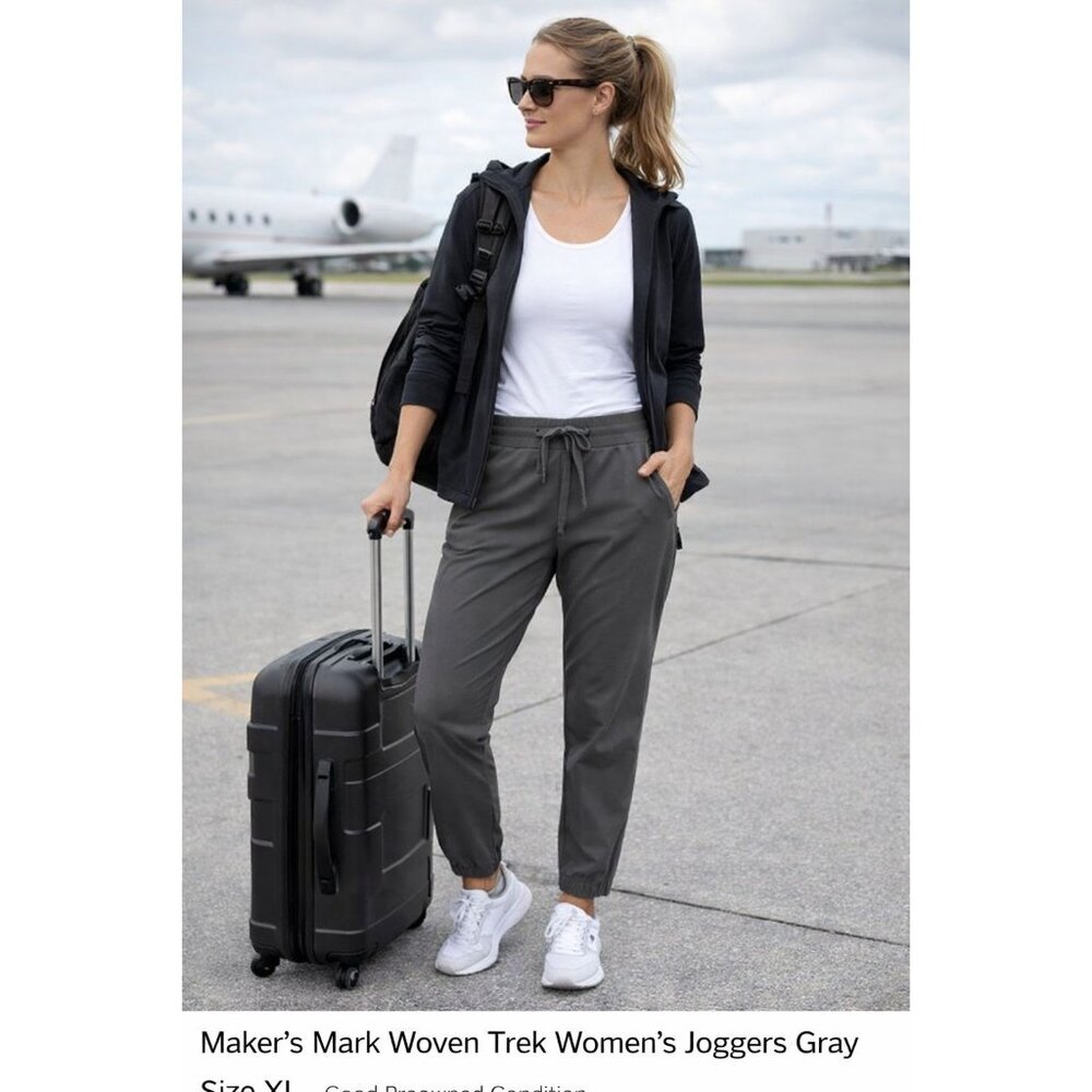 Maker’s Mark Woven Trek Women’s Joggers Gray Size XL Athletic Travel Athleisure